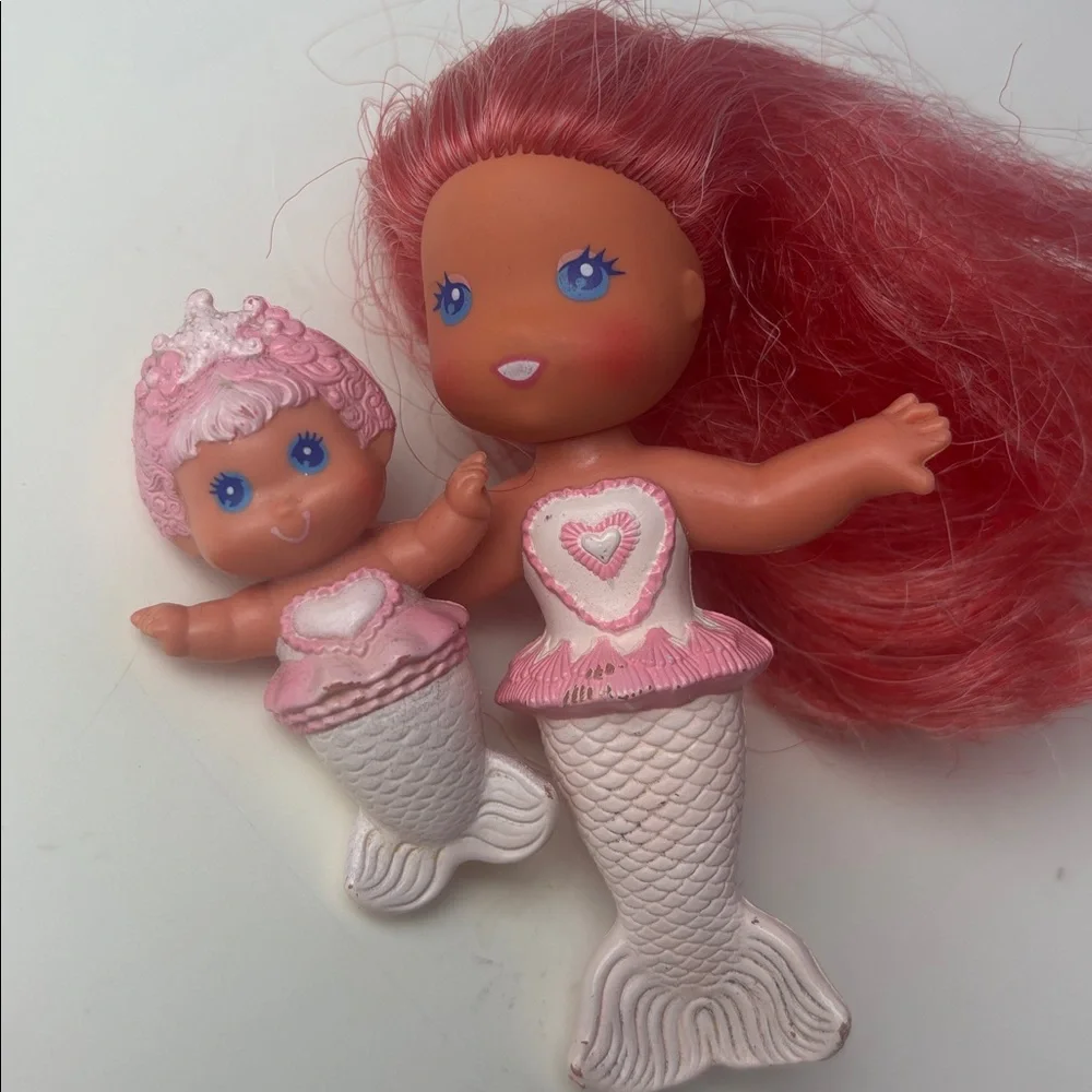 VTG Kenner Sea Wees Bubble Ballet Satin & Baby Swirl PinkMermaid Bath Toy 1984